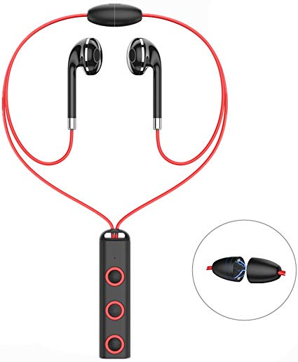 Bluetooth Headphones,AOSANG In Ear Wireless Earbuds Mic IPX6 Waterproof HD Stereo Sweatproof Sports Earbuds 6 Hour Battery Noise Cancelling Headsets (Red)