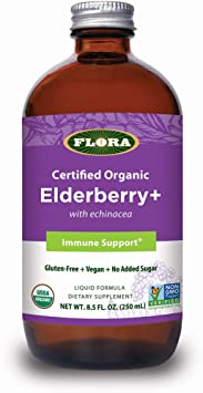 Flora - SambuGuard Elderberry  Immune Booster Echinacea, No Added Sugar, Gluten Free, Liquid Daily Supplement, Strengthen Immunity, Detox Body, Boost Energy, 8.5-oz. Powder
