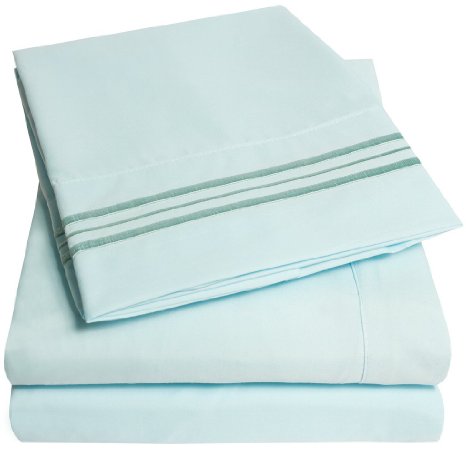 1500 Supreme Collection Bed Sheets - 4 Piece Bed Sheet Set Deep Pocket HIGHEST QUALITY and LOWEST PRICE SINCE 2012 - Wrinkle Free Hypoallergenic Bedding - All Sizes 23 Colors - King Light Blue