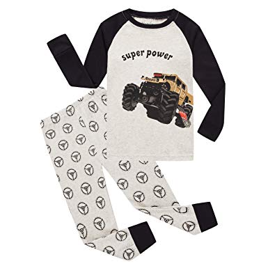 Little Boys Car Pajamas 100% Cotton Christmas Kids Sleepwear Long Sleeve Clothes Toddler PJS Set