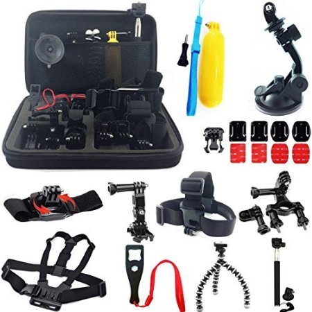 AVAWO 24-in-1 Accessories Kit with Carrying Case for GoPro HERO4 HERO3 GoPro HERO3 GoPro HERO2 and GoPro HERO Action Cameras