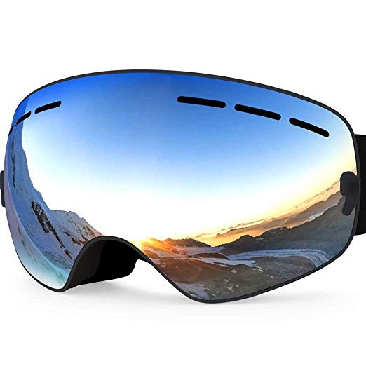 Zionor Lagopus X Mini Kids Snowmobile Snowboard Skate Ski Goggles with 100% UV Protection Anti-Fog Detachable Wide Angle Double Panoramic Lens for Youth