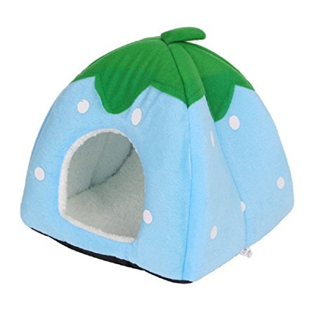 Kocome Cute Strawberry Pet Bed Dog Cat Kitten Puppy Cave Kennel House with Mat Foldable