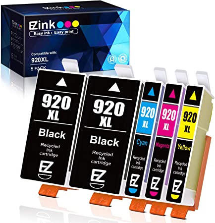 E-Z Ink (TM) Compatible Ink Cartridge Replacement for HP 920XL 920 for use with Officejet 6500 6500A 6000 7000 7500 7500A E709 Printer (2 Black, 1 Cyan, 1 Magenta, 1 Yellow, 5 Pack)