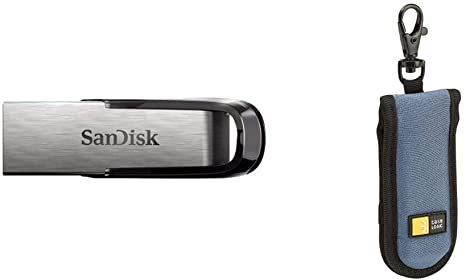 SanDisk 256GB Ultra Flair USB 3.0 Flash Drive - SDCZ73-256G-G46, Black & Case Logic JDS-2 USB Drive Shuttle 2-Capacity (Black/Blue)