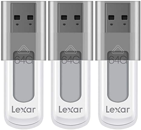 Lexar LJDS50-64GABBKNA 64GB JumpDrive S50 USB 2.0 Flash Drive Black 3 Pack