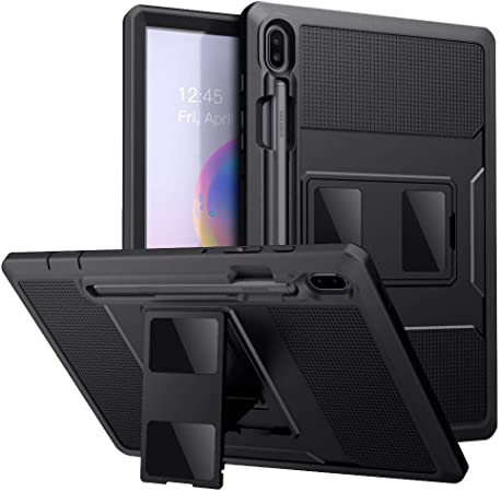 MoKo Case Fit Samsung Galaxy Tab S6 10.5 2019, [Heavy Duty] Shockproof Full Body Rugged Hybrid Cover with Built-in Screen Protector & Pencil Holder for Galaxy Tab S6 10.5" SM-T860/T865 2019 - Black