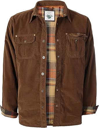 Gioberti Men's 100% Cotton Extremely Soft Corduroy Shirt Jacket with Flannel Lining