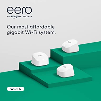 Introducing Amazon eero 6  | Dual-band mesh Wi-Fi 6 system with built-in Zigbee smart home hub and 160 MHz client device support (3 pack)