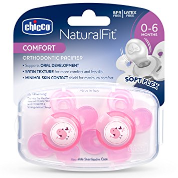 Chicco NaturalFit Comfort Pacifier, Pink, 0-6 Months