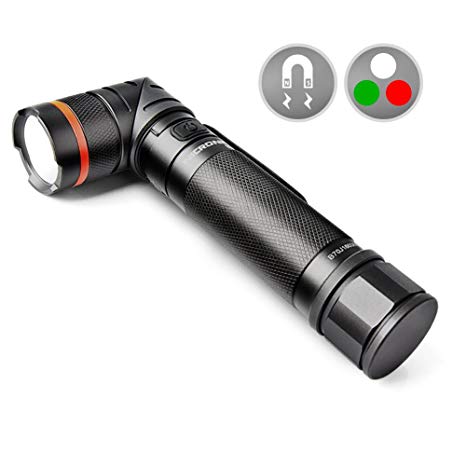 Rechargeab Flashlights,high Lumens CREE White Green RED 3 Color Mode USB Rechargeable Magnetic Adjustable-Head Tactical Portable Flashlight LED Torch with Battery Included 2500mAh IP65 B70 NICRON