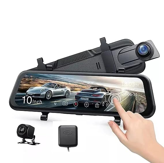 REXING® 4K UHD Dual Channel Dash Camera for Cars 4K Front 1080p Rear, Mirror Touchscreen WiFi GPS Car Dash Camera w/Night Vision, 170 Degree Wide Angle, Loop Recording, G-Sensor, (D8 Dash Camera)