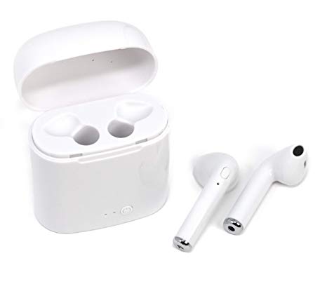 CHASDI Wireless Earbuds, Bluetooth Headphones Mini Size, Stereo in-Ear Wireless Headphones with Mic and Charging Case, Bluetooth Earbuds Compatible with iPhone iOS Android Spmartphones (White)