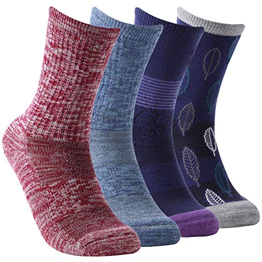 Vive Bears Merino Wool Socks Women's Hiking Socks Cushion Outdoor Crew Socks with Arch Support