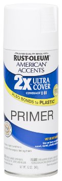 Rust Oleum 280715 American Accents Ultra Cover 2X Spray Paint, White Primer, 12-Ounce