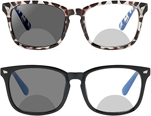 Transition Sunglasses Photochromic Business Bifocal Reading Glasses Men Women 2 pairs Fashion Light Far and Near Presbyopia