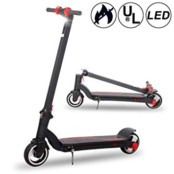 Electric Scooter with Bright Front LED Easy Foldable Carbon Fiber E-Scooter Electric Bicycle for Kid and Adult up to 264lbs