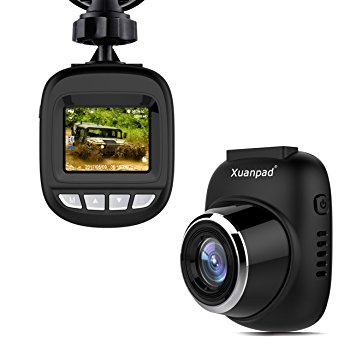Xuanpad S3 Mini Dash Cam, Full HD 1080P Car Camera with 168° Wide Angle, G-sensor, Loop Recording, Motion Detection, Park Monitor