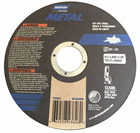 Norton 4 1/2" X .035" X 7/8" Cut-off Wheel - Metal (Pack of 25)