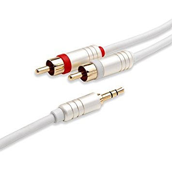 BlueRigger 3.5mm to RCA (2) Stereo Audio Cable (25 Feet, White)