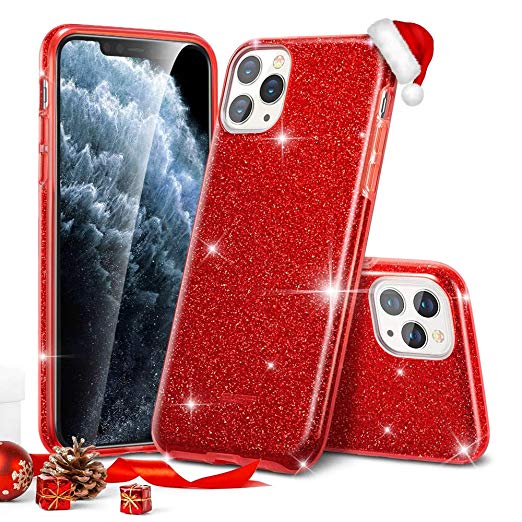 ESR Glitter Case Compatible for iPhone 11 Pro Max Case, Glitter Sparkle Bling Case [Three Layer] for Women [Supports Wireless Charging] for iPhone 11 Pro Max (2019 Release), Red