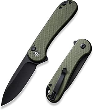 CIVIVI Elementum II Pocket Folding Knife, 2.96" Nitro-V Steel Blade G10 Handle Utility Knife with Deep Carry Pocket Clip for Camping Hiking Hunting C18062P-3