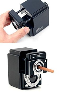 Deli Retro Camera Pencil Sharpener Black