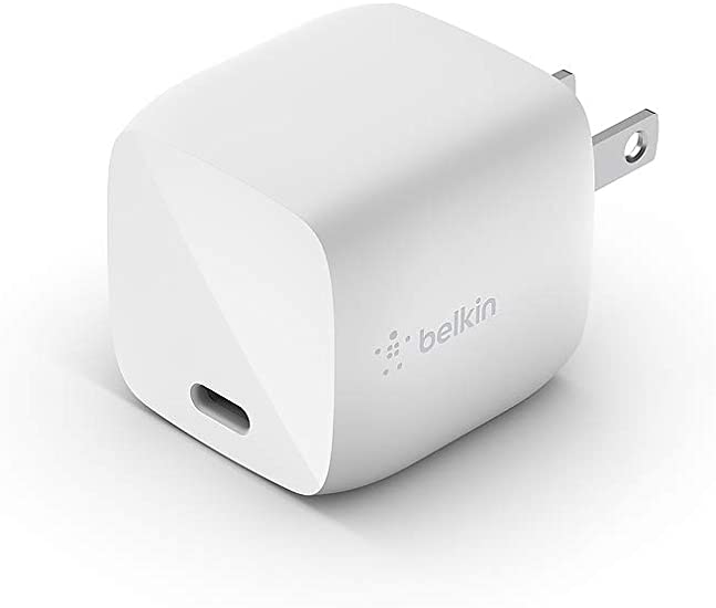 Belkin USB-PD GaN Charger 30W (USB-C Fast Charger Designed for iPhone, MacBook Air, iPad Pro, Pixel, Galaxy, More) iPhone Fast Charger, USB-C Power Delivery (WCH001dqWH)