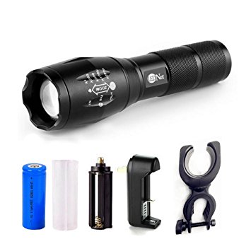 Small Rechargeable Torch, LEDNut 700 lumens Powerful Compact Tactical Flashlight Handheld LED Emergency Safety flashlight with 18650 Battery Bike Mount