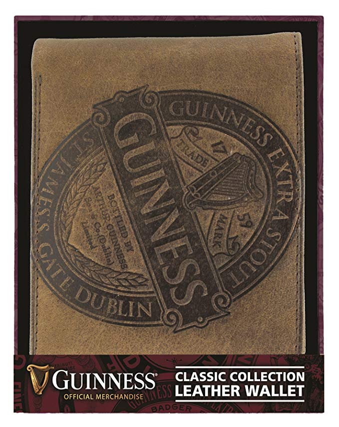 Guinness Brown Leather Wallet With Classic Collection Label Design