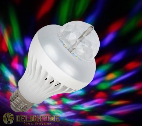 Delightime 2-in-1 LED Disco Party Light - Auto Rotating and Amazing Disco Ball Effects - Intelligent Changing Modes - Superb Performance and Easy Installation - Perfect for Dancing and Home Party