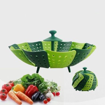 Folding Non-scratch Vegetable Steamer Basket, Kitchen Cooking Tool, Green