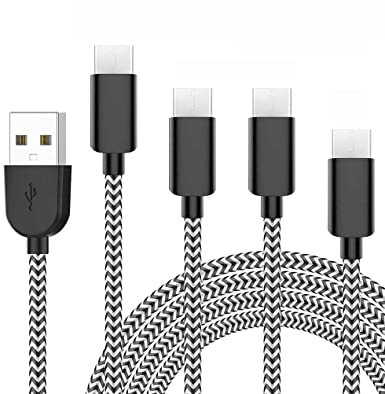 USB C Cable 10 ft 3A Fast Charging 4Pack (10/6/6/3 FT) Extra Long Type C Charger Sync Cord Compatible Samsung Galaxy S10 S9 Note 9 S8/S9 LG V40 V20 (Black Silver)