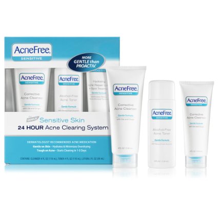AcneFree Sensitive Skin Acne System - Cleanser 4 oz  Toner 4 oz  Lotion  2 oz