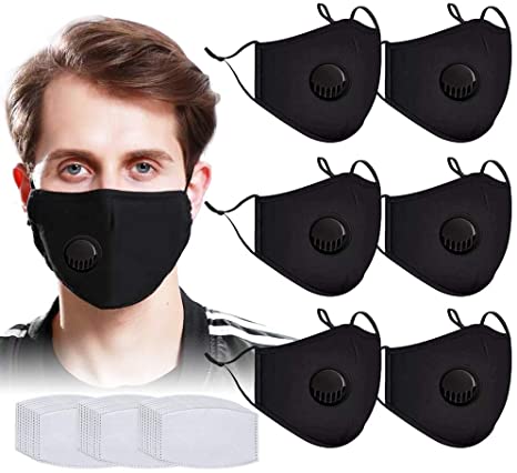 6pcs Reusable Cotton Face Bandana,Unisex Fashion Cotton Face & Mouth protect with 30pcs filter for Outdoors