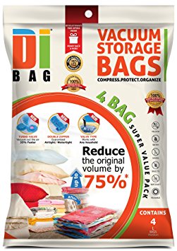 DIBAG ® Pack of 4 ( 70X50 cm) Vacuum Storage Space Saver Bags .For Clothes , Duvets, Bedding, Pillows, Curtains & More..