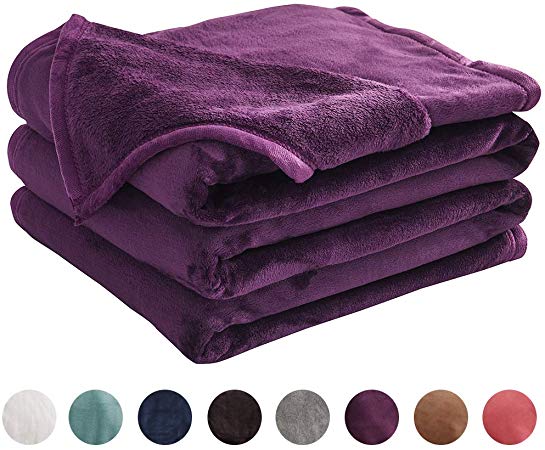 LIANLAM Queen Size Fleece Blanket Lightweight Super Soft and All Season Warm Fuzzy Plush Cozy Luxury Bed Blankets Microfiber (Purple, 90"x90")