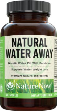 NatureNow Premium Diuretic Water Pills with Dandelion and Potassium to Help Lose Water Weight - Relieve Stomach Bloating Swelling and Water Retention Relief - Best All Natural Herbal Supplement Blend