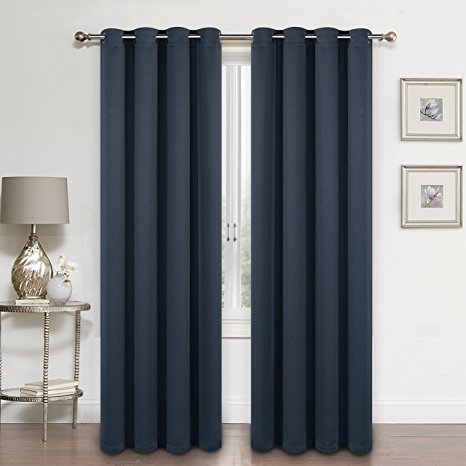 SUO AI TEXTILE Blackout Curtain Panels for bedroom-Window Treatment Thermal Insulated Solid Grommets Blackout Window Curtains for living room (1 Panel,54x84 Inch,NAVY)