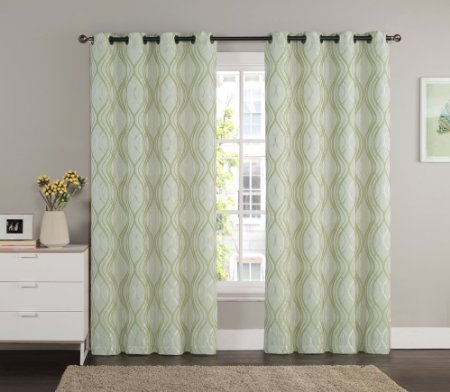 Ruthy's Textile 2-piece Textured Grommet Window Curtain Panels 55 in X 90 in Total 110 in X 90 In (Sage)