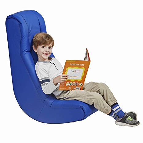Soft Floor Rocker - Cushioned Ground Chair for Kids Teens and Adults - Great for Reading, Gaming, Meditating, TV - Blue