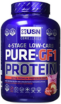 USN Pure Protein GF1 Low Carb Protein Shake, Strawberry - 2.28 kg