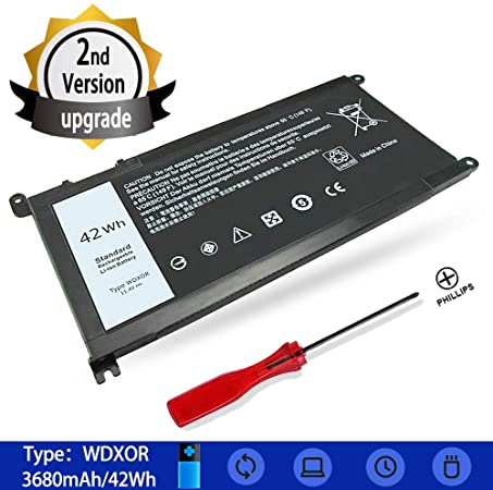 Inspiron Battery WDX0R Dell for Inspiron 5567 13-7378 Battery 42Wh (Inspiron 15 5000, Ins 15 7000, Ins 13 5000, Ins13 7000, Ins 17 5000, Ins 14 7000 Series) Dell Laptop WDX0R Battery Replacement