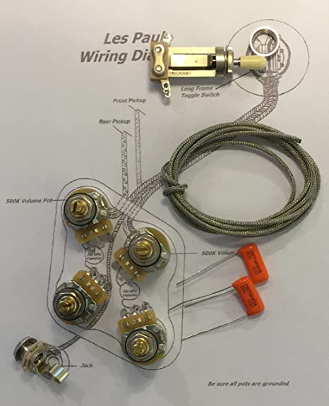 TAOT Wiring Kit for Gibson Les Paul - Long Shaft - CTS TAOT Pots Orange Drop Caps
