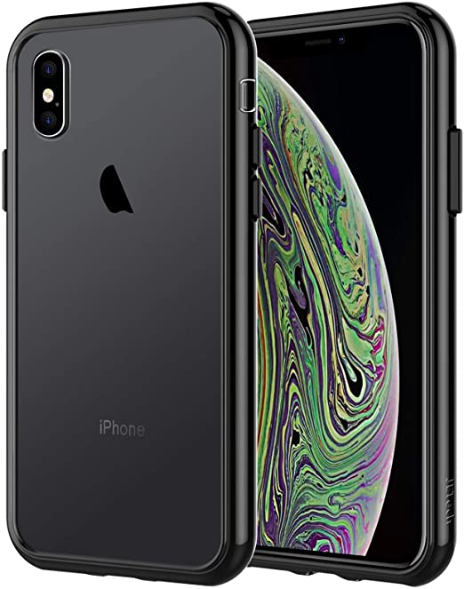 JETech Case for iPhone Xs and iPhone X, Shock-Absorption Bumper Cover, Anti-Scratch Clear Back (Black)