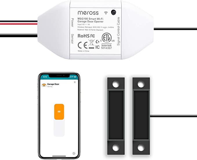 Smart Garage Door Opener Remote, Compatible with Apple HomeKit, Amazon Alexa, Google Assistant, SmartThings, Multiple Notification Modes, No Hub Needed