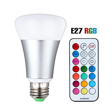 LED RGBW Lamp With Remote Control, 10W A19 E27 Base Dimmable Bulb With RGB and Cold White Light, RGB   White [Energy Class A   ]