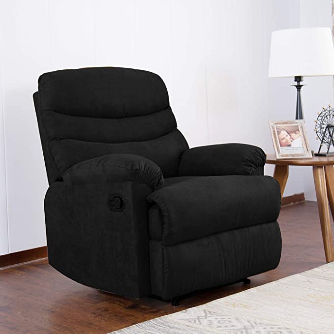 Kingway SF-1701 Recliner Sofa Chair, 35" L x 40" D x 40" H, Fabric, Black