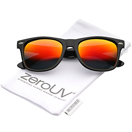 zeroUV - Retro Colored Mirror Polarized Lens Square Horn Rimmed Sunglasses 55mm