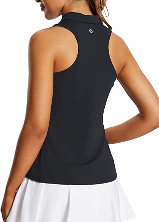 BALEAF Women's Golf Shirts Tank Tops Sleeveless Tennis Polo Racerback with Collar Athletic Tanks Quick Dry